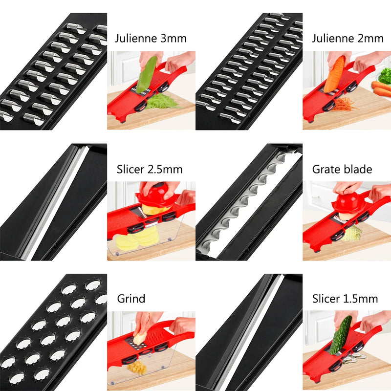 Hilife gadget de cozinha multi-função 6 lâminas slicer vegetal mandoline slicer conjuntos de ferramentas de cozinha cortador de frutas ralador